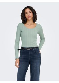Langarmshirt Only "ONLTENNA O-NECK L/S TOP JRS NOOS", Damen, Gr. L, jadeite, Jersey, Obermaterial: 50% Baumwolle, 50% Polyester, unifarben, regular fit normal, Rundhals, Shirts Langarmshirt, Topseller