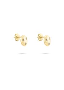 Paar Ohrstecker Tamaris "Schmuck Geschenk Ohrstecker mit funkelnden Steinchen Little Twinkle", gelbgoldfarben, kristallwei&szlig;, kristallwei&szlig;, Ohrringe, Damen, 10,5mm, Edelstahl, Paar Ohrstecker, mit Zirkonia (synth.)