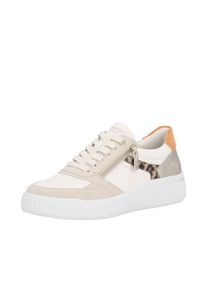 Plateausneaker Remonte, Damen, Gr. 40, creme, natur, orange, Leder, Lederimitat, kontrastfarbene Details, Schuhe Plateausneaker, Schn&uuml;rschuh, Halbschuh, Freizeitsneaker mit Schaftrandpolsterung