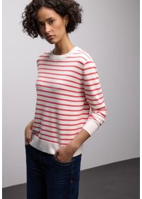 Strickpullover Street One, Damen, Gr. 38, sanftes wei&szlig;, Strick, Obermaterial: 86% Viskose, 14% Polyester, gestreift, normal h&uuml;ftbedeckend, Rundhals, B&uuml;ndchen, Pullover Strickpullover, im Streifen-Design
