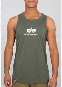 Tanktop Alpha Industries "BASIC TANK", Herren, Gr. XL, gr&uuml;n (schwarzoliv), Single Jersey, Obermaterial: 100% Baumwolle, bedruckt, k&ouml;rpernah h&uuml;ftbedeckend, tiefer Rundhals, Tops Tanktop, Topseller