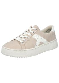 Plateausneaker Rieker, Damen, Gr. 36, taupe, sanftes wei&szlig;, Nubuklederimitat, unifarben mit Farbeinsatz, Schuhe Plateausneaker, Schn&uuml;rschuh, Halbschuh, Freizeitsneaker mit modischer Plateausohle