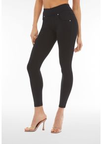 Leggings Freddy "NOW SKINNY YOGA", Damen, Gr. XL (42), N-Gr, schwarz, Web, Obermaterial: 78% Polyester, 22% Elasthan, skinny fit lang, Hosen Leggings, mit umschlagbaren Taillenbund
