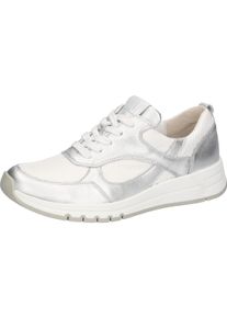 Waldl&auml;ufer Sneaker WALDL&Auml;UFER, Damen, Gr. 7 (40,5), wei&szlig;, silberfarben, Nappaleder, Nubukleder, Textil, metallic, Schuhe Sneaker, Halbschuh, Schn&uuml;rschuh, Freizeitsneaker mit weichem Schaftrand