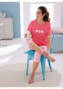 Capri-Pyjama Comtessa, Damen, Gr. 36/38, flamingo, wei&szlig;, bedruckt, 100% Baumwolle, Homewear-Sets Capri-Pyjama