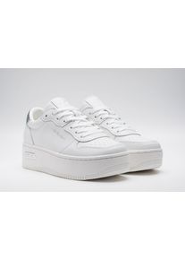 Plateausneaker Replay, Damen, Gr. 36, wei&szlig;, Leder, unifarben mit Farbeinsatz, Schuhe Plateausneaker, Halbschuh, Freizeitsneaker, Schn&uuml;rschuh in cleaner Optik