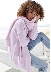 Strickjacke Vivance, Damen, Gr. 32/34, flieder meliert, Strick, Obermaterial: 53% Polyester, 37% Polyacryl, 10% Polyamid, meliert, figurumspielend Po-bedeckend, ohne Ausschnitt, Strickjacken Strickjacke, aus kuscheliger Strickqualit&auml;t, Cardigan, Topseller