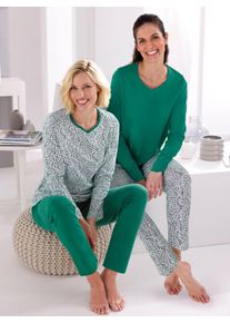 w&auml;schepur Schlafanzug W&Auml;SCHEPUR, Damen, Gr. 40/42, gr&uuml;n, wei&szlig;, bedruckt, wei&szlig;, gr&uuml;n, bedruckt, 100% Baumwolle, Homewear-Sets Schlafanzug