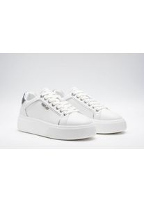 Plateausneaker Replay, Damen, Gr. 40, wei&szlig;, silberfarben, Leder, Synthetik, metallic, unifarben mit Farbeinsatz, Schuhe Plateausneaker, Freizeitschuh, Schn&uuml;rschuh, Halbschuh mit Label