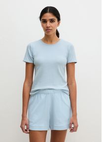 Marc O'Polo Kurzarmshirt MARC O'POLO "Mix N Match Airy Cotton Rib", Damen, Gr. M (40), niagara mist, Rippware, Obermaterial: 98% Baumwolle, 2% Elasthan, bequem h&uuml;ftbedeckend, Rundhals, Shirts Kurzarmshirt, mit Rundhalsausschnitt