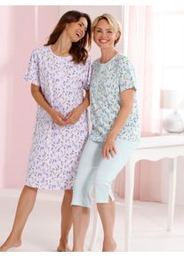 Capri-Pyjama Comtessa, Damen, Gr. 44/46, kalkmint, bedruckt, 100% Baumwolle, Homewear-Sets Capri-Pyjama