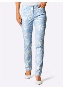 Bequeme Jeans CREATION L PREMIUM, Damen, Gr. 46, Normalgr&ouml;&szlig;en, blau (hellblau, ecru, bedruckt), 55% Lyocell, 43% Baumwolle, 2% Elasthan, bedruckt, gebl&uuml;mt, gemustert, mehrfarbig, lang, Jeans Bequeme Jeans