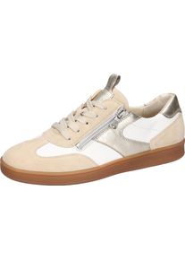 Waldl&auml;ufer Sneaker WALDL&Auml;UFER "H-DAISY", Damen, Gr. 4,5 (37,5), hellbeige, wei&szlig;, goldfarben, Bast, Baumwolle, Nappaleder, Nubukleder, Veloursleder, mehrfarbig, Schuhe Sneaker, Schn&uuml;rschuh, Halbschuh, Freizeitsneaker mit Rei&szlig;verschluss, H-Weite
