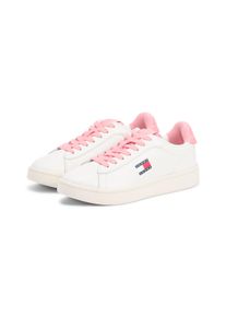 Plateausneaker Tommy Jeans "ARCHIVE' 98", Damen, Gr. 42, ivory, rose, Nappaleder, Textil, unifarben mit Farbeins&auml;tzen, Basic, Schuhe Plateausneaker, Freizeitschuh, Halbschuh, Schn&uuml;rer mit Kontrastbesatz an der Ferse
