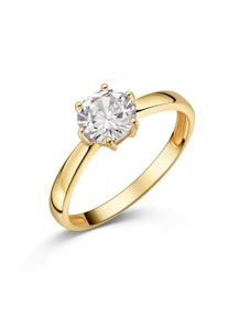 Fingerring Firetti "Schmuck Geschenk Silber 925 Damenring Ring Solit&auml;r" Gr. 56, gelbgoldfarben, kristallwei&szlig;, Fingerringe, Damen, 56, Silber 925 (Sterlingsilber), 2mm, Fingerring, mit Zirkonia (synth.)