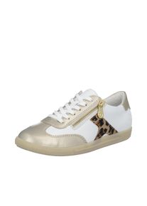 Sneaker Rieker, Damen, Gr. 38, wei&szlig;, goldfarben, leo, Lederimitat, kontrastfarbene Details, metallic, Schuhe Sneaker, Halbschuh, Freizeitschuh, Schn&uuml;rschuh mit Rei&szlig;verschluss