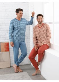 King&acute;S Club Schlafanzug KINGS CLUB, Herren, Gr. 44/46, mittelblau, rostrot, 100% Baumwolle, Homewear-Sets Schlafanzug