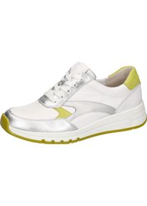 Waldl&auml;ufer Keilsneaker WALDL&Auml;UFER, Damen, Gr. 7,5 (41), wei&szlig;, limette, silberfarben, Nubukleder, Textil, Veloursleder, kontrastfarbene Details, Schuhe Keilsneaker, Schn&uuml;rschuh, Halbschuh, Freizeitsneaker mit weichem Schaftrand