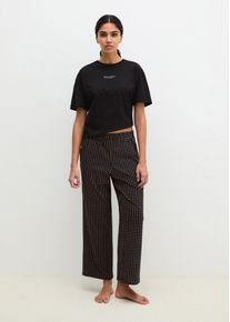 Marc O'Polo Pyjama MARC O'POLO "Mix N Match Cotton", Damen, Gr. XL (46), schwarz, schwarz geo print, Single Jersey, Obermaterial: 100% Baumwolle, bequem lang, Rundhals, Homewear-Sets Pyjama, Shirt mit kurzem Arm, Hose gepunktet