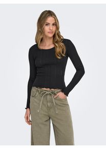 Langarmshirt Only "ONLTENNA O-NECK L/S TOP JRS NOOS", Damen, Gr. S, schwarz, Jersey, Obermaterial: 50% Baumwolle, 50% Polyester, unifarben, regular fit normal, Rundhals, Shirts Langarmshirt