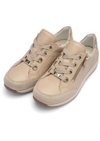 Keilsneaker Ara "OSAKA", Damen, Gr. 8,5 (42,5), hellbeige, Glattleder, Veloursleder, Schuhe Keilsneaker, Freizeitschuh, Halbschuh, Schn&uuml;rer in Komfortweite H (= sehr weit)