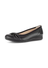 Ballerina Gabor "FLORENZ", Damen, Gr. 38,5, schwarz, Nappaleder, Schuhe Ballerina, Businessschuh, Slipper, Schlupfschuh mit Zierriegel, Weite G (=weit)