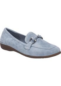 Slipper Josef Seibel "Fenja 34", Damen, Gr. 36, skyblau, Veloursleder, Schuhe Slipper, Schlupfschuh, Businessschuh, Komfortschuh in Weite G (=weit)