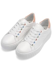 Plateausneaker Ara "MONACO", Damen, Gr. 3,5 (36,5), wei&szlig;, aprikot, Glattleder, unifarben mit Farbeinsatz, Schuhe Plateausneaker, Freizeitschuh, Halbschuh, Schn&uuml;rer mit Kontrastbesatz, H-Weite