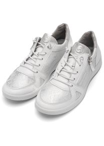 Slip-On Sneaker Ara "ROMA", Damen, Gr. 3(36), wei&szlig;, silberfarben, Glattleder, Textil, Reptilienpr&auml;gung, Schuhe Slip-On Sneaker, Freizeitschuh, Halbschuh, Schn&uuml;rschuh in Komfortweite H (=sehr weit)