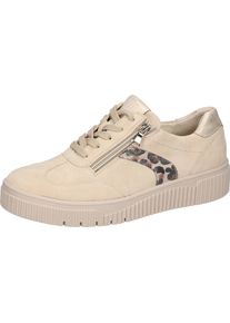 Waldl&auml;ufer Plateausneaker WALDL&Auml;UFER "K-SANSA", Damen, Gr. 3,5 (36), hellbeige, goldfarben, leo, Nappaleder, Nubukleder, Veloursleder, kontrastfarbene Details, metallic, Schuhe Plateausneaker, Schn&uuml;rschuh, Halbschuh, Freizeitsneaker mit Leder-Fu&szlig;bett, K-Weite