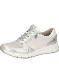 Waldl&auml;ufer Keilsneaker WALDL&Auml;UFER, Damen, Gr. 8 (42), silberfarben, hellgrau, wei&szlig;, Nappaleder, Textil, Veloursleder, Schuhe Keilsneaker, Schn&uuml;rschuh, Halbschuh, Freizeitschuh mit zus&auml;tzlichem Rei&szlig;verschluss