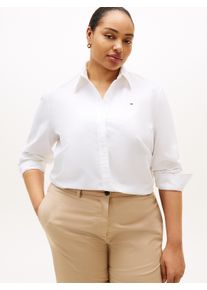 Hemdbluse Tommy Hilfiger Curve "CRV OXFORD RELAXED FIT SHIRT", Damen, Gr. 50, th optic wei&szlig;, Web, Obermaterial: 100% Baumwolle, unifarben, relaxed fit Po-bedeckend, Manschette, Blusen Hemdbluse, in gro&szlig;en Gr&ouml;&szlig;en