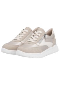 Keilsneaker Remonte, Damen, Gr. 40, beige, creme, Lederimitat, Schuhe Keilsneaker, Schn&uuml;rschuh, Halbschuh, Casual-Sneaker mit seitlichem Rei&szlig;verschluss