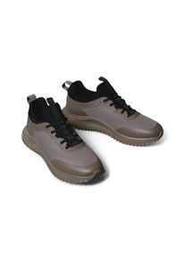 Slip-On Sneaker Calvin Klein Jeans "EVA RUNNER LACEUP SOCK MAT MIX", Herren, Gr. 40, taupe, schwarz, Lederimitat, Textil, unifarben mit Farbeinsatz, Schuhe Slip-On Sneaker, Halbschuh, Sportschuh, Freizeitschuh, Schn&uuml;rschuh mit Anziehlasche