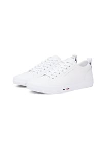 Sneaker Tommy Hilfiger "HARLEM STREET LTH", Herren, Gr. 42, wei&szlig;, Leder, Lederimitat, Schuhe Sneaker, Freizeitschuh, Halbschuh, Schn&uuml;rschuh mit TH-Logo -klein ausfallend