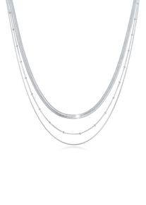 Silberkette Elli Premium "Halskette Halskette Layer 3-reihig Flach Rund Kugelkette 925 Sterling Silber" Gr. 40, silber, Halsketten, Damen, Silber 925 (Sterlingsilber), Silberkette