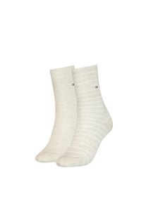 Socken Tommy Hilfiger "TH WOMEN SOCK 2P SMALL STRIPE", Damen, Gr. 39-42, light beige melange, Baumwollmischung, normal, Socken Socken, mit schmalem Rippenb&uuml;ndchen, meliert, gestreift