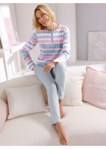 Schlafanzug Normann, Damen, Gr. 44/46, grau, ros&eacute;, gestreift, 80% Baumwolle, 20% Polyester, Homewear-Sets Schlafanzug