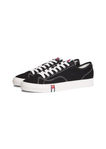 Sneaker Tommy Jeans "ARCHIVE VULC Y2K", Herren, Gr. 44, schwarz, Baumwolle, unifarben, Schuhe Sneaker, Freizeitschuh, Halbschuh, Schn&uuml;rschuh mit Logoflagge im Plateau