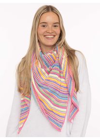Dreieckstuch Zwillingsherz "Hippie", Damen, pink orange, Strick, Materialmix, gestreift, Modet&uuml;cher Dreieckstuch, buntes Muster, Strick, w&auml;rmend