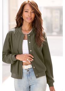 Bomberjacke Lascana, Damen, Gr. 36, gr&uuml;n (khaki), Jersey, Obermaterial: 80% Polyester, 18% Viskose, 2% Elasthan. B&uuml;ndchen: 95% Baumwolle, 5% Elasthan. Taschenfutter: 100% Baumwolle, unifarben, figurumspielend h&uuml;ftlang, Rundhals, Rippb&uuml;ndchen, Jacken Bomberjacke, in Stepp-Optik