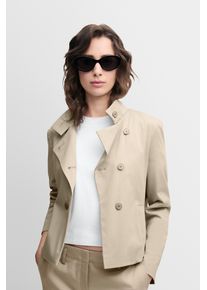 Kurzblazer Cinque "CILOKA", Damen, Gr. 34, beige, Web, Obermaterial: 64% Baumwolle, 33% Polyester, 3% Elasthan, unifarben, regular fit taillenbedeckt, hoch geschlossener Ausschnitt, abgesteppte Kante, Blazer Kurzblazer, Stehkragen und doppelreihige Knopfleiste, Regular Fit