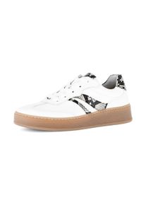 Plateausneaker Gabor "FLORENZ", Damen, Gr. 42, wei&szlig;, natur, Kalbsleder, Reptilienpr&auml;gung, Schuhe Plateausneaker, Freizeitschuh, Halbschuh, Schn&uuml;rer, im Retrolook, Weite G (=weit)