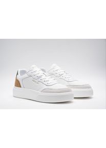 Sneaker Replay, Herren, Gr. 46, wei&szlig;, braun, Leder, kontrastfarbene Details, Schuhe Sneaker, Basket-Sneaker, Halbschuh, Schn&uuml;rschuh mit Kontrast an der Ferse