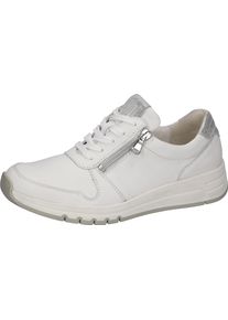 Waldl&auml;ufer Sneaker WALDL&Auml;UFER, Damen, Gr. 4 (37), wei&szlig;, silberfarben, Nappaleder, Nubukleder, unifarben mit Farbeinsatz, Schuhe Sneaker, Schn&uuml;rschuh, Halbschuh, Freizeitsneaker mit Rei&szlig;verschluss
