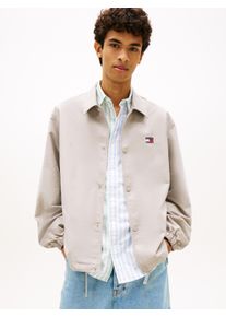 Hemdjacke Tommy Jeans "TJM SPORT OVERSHIRT", Damen, Gr. XXL, limestone dust, Web, Obermaterial: 65% Baumwolle, 35% Polyester, unifarben, regular fit normal, Rundhals, eingesetzt elastischer Bund, Jacken Hemdjacke, Regular fit mit Knopfleiste