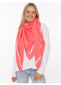 Dreieckstuch Zwillingsherz "Luxus Grafik", Damen, pink orange, Strick, Materialmix, gemustert, mehrfarbig, Modet&uuml;cher Dreieckstuch, Strick, farbenfrohes Muster, w&auml;rmend