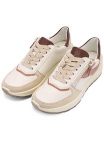 Plateausneaker Ara "NEW YORK", Damen, Gr. 5 (38), creme, sand, Glattleder, Veloursleder, kontrastfarbene Details, Schuhe Plateausneaker, Plateau, Freizeitschuh, Halbschuh, Schn&uuml;rer, Kontrastbes&auml;tze, H-Weite