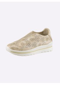 Slipper Heine, Damen, Gr. 42, taupe, metallic, Synthetik, Schuhe Slipper