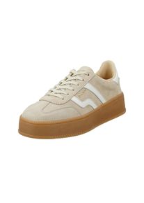 Plateausneaker Gant "Cuzmani", Damen, Gr. 40, leuchtendes beige, sanftes wei&szlig;, Leder, Veloursleder, Schuhe Plateausneaker, Retro Sneaker, Schn&uuml;rschuh, Freizeitsneaker mit Lederfutter